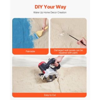 VEVOR Πάνελ Τοίχου 3D 4τμχ 48x24 PU Όψη Πέτρας Κίτρινο 32τ.π. Κάλυψ...