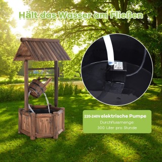 Costway  Ξύλινο Διακοσμητικό Σιντριβάνι Ευχών με Αντλία για Κήπο ή ...