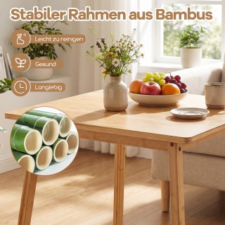 Costway Τετράγωνο τραπέζι κουζίνας από μπαμπού 70 x 70 εκ. για 2-4 ...