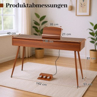 Costway Ψηφιακό Πιάνο με 88 Βαρυκεντρισμένα Πλήκτρα και Συρταρωτό Σ...