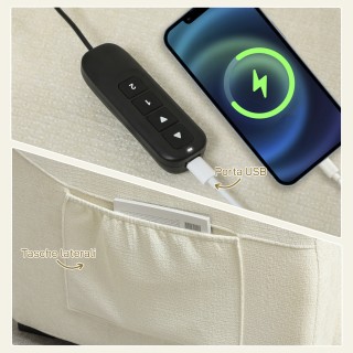 HOMCOM Πολυθρόνα Ανακλινόμενη 150° Εφέ Βελούδου με Υποπόδιο, Τηλεχε...