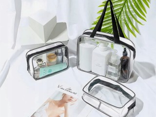 Verk Group Σετ Διάφανες Καλλυντικές Τσάντες 3 σε 1 για Ταξίδια Αερο...