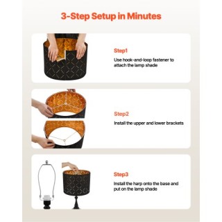 VEVOR Σετ 2 Μαύρα Στρογγυλά Καπέλα Λάμπας 13x13x10 με Άρπα YZXDZ131...