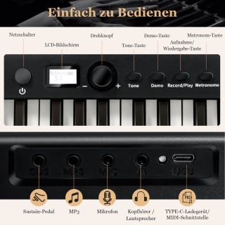 Costway  Φορητό Ψηφιακό Πιάνο με 88 Ημιβαρυκεντρισμένα Πλήκτρα και ...