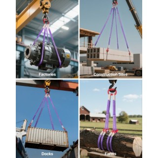 VEVOR Διπλοί Ιμάντες Ανύψωσης από Πολυεστέρα με Γάντζους, Δύο Τόνων...