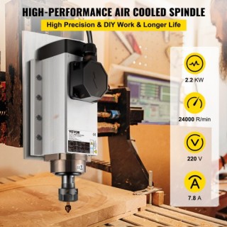 VEVOR Αερόψυκτο Μοτέρ 2.2KW CNC 220V ER20 24000 RPM για Φρέζα/Χαρακ...