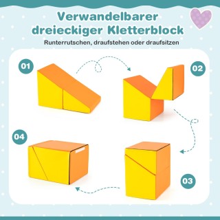 Costway Σετ 6 Τεμαχίων Αφρώδη Τουβλάκια με Σήραγγα, Σκάλα & Ράμπα Π...