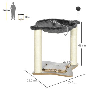 Ξύσιμο πόλος γάτας PawHut με βελούδινη αιώρα, Ξύλινη βάση με παιχνι...