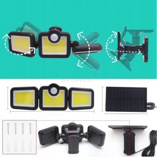 Ηλιακό Φωτιστικό Τοίχου 3 σε 1 με Καλωδιωμένο Ηλιακό Πάνελ και Τηλε...