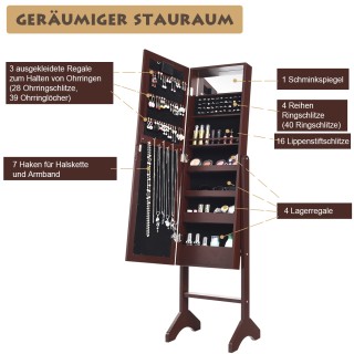 Costway Καθρέφτης Κοσμηματοθήκη με LED και Ρυθμιζόμενο Καθρέφτη Μακ... Costway Καθρέφτης Κοσμηματοθήκη με LED και Ρυθμιζόμενο Καθρέφτη Μακ...