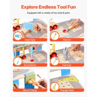 VEVOR Ξύλινος Πάγκος Εργαλείων για Παιδιά 3+ Σετ Παιχνιδιού Ρόλων G...