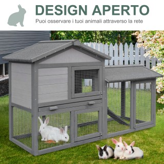 Ξύλινο Κλουβί Κουνελιών - Σπίτι Μικρών Ζώων 147 x 64 x 84 cm PawHut...