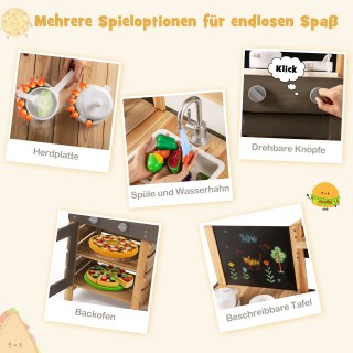 Costway  Εξωτερική Παιδική Κουζίνα με Πίνακα & Εστίες & Νεροχύτη - ...