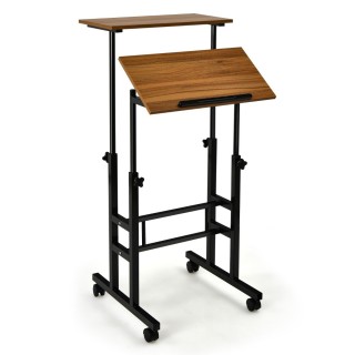 Κινητό Ρυθμιζόμενο Γραφείο 60 x 30 x 72-124cm Μαύρο + Καρυδιά HW674...