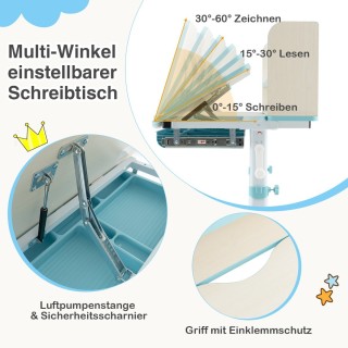 Costway  Παιδικό Ρυθμιζόμενο Γραφείο με Κλίση και Αποθηκευτικό Χώρο...