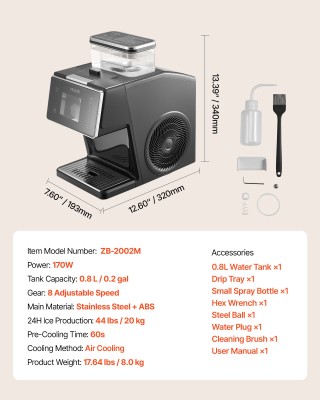 VEVOR Μηχανή Παραγωγής Χιονιού 20KG/24H με Ανοξείδωτη Λεπίδα για Σπ...