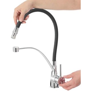 BAKAJI Μπαταρία Νιπτήρα Διπλής Λειτουργίας με Μαύρο Ματ Σιλικονούχο...