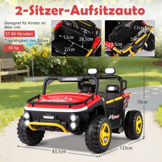 Costway Διθέσιο Ηλεκτρικό Παιδικό Αυτοκίνητο 24V με Κόρνα, Μουσική ...