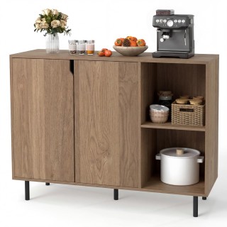 Costway Ξύλινος μπουφές με 4 χώρους, 2 πόρτες και ρυθμιζόμενα ράφια... Costway Ξύλινος μπουφές με 4 χώρους, 2 πόρτες και ρυθμιζόμενα ράφια...