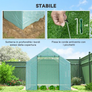 Outsunny Θερμοκήπιο Σήραγγα 2x3x2 μ με Πόρτες και Παράθυρα με Ρολά ...