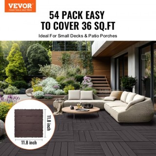 VEVOR  Σετ 54 Αδιάβροχων Πλακιδίων Δαπέδου 12x12 για Βεράντα Σκούρο...