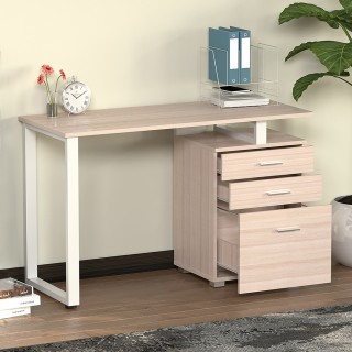 BAKAJI  Γραφείο με Συρταριέρα Τραπέζι Υπολογιστή Ατσάλινη Επιφάνεια...