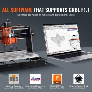 VEVOR  Μηχάνημα CNC Router 300x200x72mm, 120W, 3 Άξονες GRBL, 1200R...