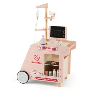Costway Ξύλινο Ιατρικό Καροτσάκι Ρόλων με Σαρωτή CT & Στηθοσκόπιο -...