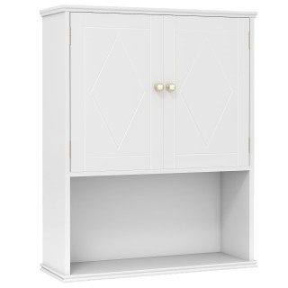 Costway Λευκό Επιτοίχιο Ντουλάπι Μπάνιου με 2 Πόρτες και Ανοιχτό Ρά...