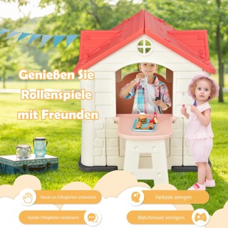 Costway Παιδικό Σπιτάκι Παιχνιδιού 164 x 124 x 132 cm με Αξεσουάρ κ...