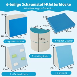 Costway Σετ 6 Μαλακά Κομμάτια Κάστρου με Αναρριχητικές Επιφάνειες σ...