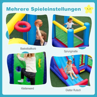 Costway Φουσκωτό Κάστρο Τραμπολίνο με Αναρριχητικό Τοίχο, Τσουλήθρα...