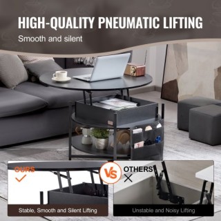 Στρογγυλό Τραπέζι Καφέ VEVOR 35.3 με Ανασηκούμενη Επιφάνεια - Μαύρο...