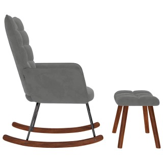 vidaXL Πολυθρόνα Κουνιστή με Σκαμπό σε Σκούρο Γκρι Βελούδο 4016844