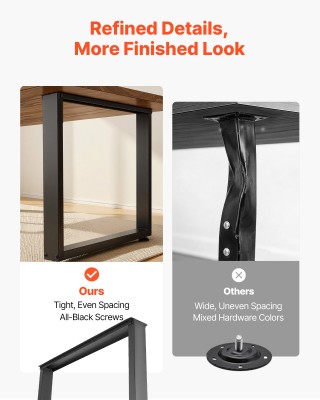 VEVOR Μεταλλικά Τετράγωνα Πόδια Τραπεζιού 750 x 900 mm, Σετ 2, Μαύρ...