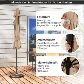 Costway Καφετής Ομπρέλα Κήπου με Μανιβέλα Ø270 cm Διπλά Ρυθμιζόμενη...