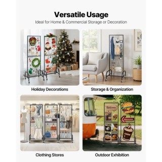 VEVOR Ράφια Τοίχου Πλέγματος με Ρόδες & Γάντζους (3 Τεμάχια, 600 x ... VEVOR Ράφια Τοίχου Πλέγματος με Ρόδες & Γάντζους (3 Τεμάχια, 600 x ...