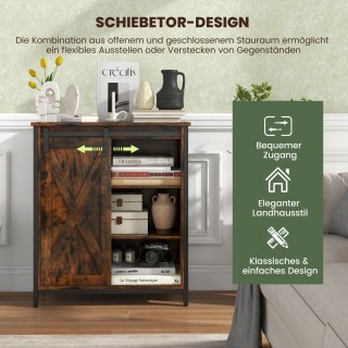 Costway  Ρουστίκ Ντουλάπι Αποθήκευσης με Συρόμενη Πόρτα και Ρυθμιζό...