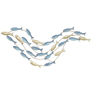 HOMCOM Μεταλλικό Έργο Τέχνης Τοίχου Banco di Pesci με Συμπεριλαμβαν...