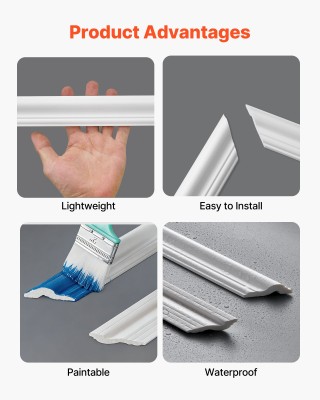 VEVOR Σετ Διακοσμητικής Κορνίζας Τοίχου 6 Τεμαχίων - Λευκό Πολυστυρ... VEVOR Σετ Διακοσμητικής Κορνίζας Τοίχου 6 Τεμαχίων - Λευκό Πολυστυρ...