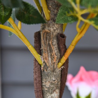 Outsunny Τεχνητό Φυτό Τριαντάφυλλο με 21 Λουλούδια σε Δοχείο Γεμισμ...