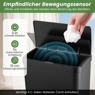 Costway 56L Ανοξείδωτος Κάδος με Αισθητήρα Κίνησης και Διπλούς Κάδο...