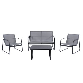 Galileo Σετ κήπου 4 θέσεων από ανθρακούχο χάλυβα, PVC και πολυεστέρ... Galileo Σετ κήπου 4 θέσεων από ανθρακούχο χάλυβα, PVC και πολυεστέρ...