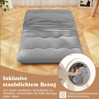 Costway Φουτόν Τατάμι Γκρι 90 x 200 cm με Πλενόμενο Κάλυμμα & Τσάντ...