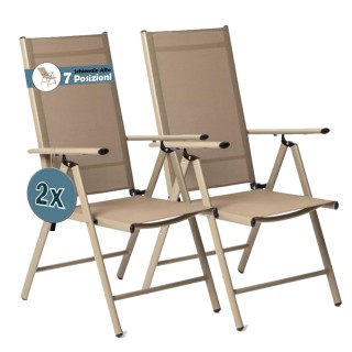 BAKAJI Σετ 2 Πτυσσόμενες Καρέκλες Κήπου Μπεζ Ξαπλώστρες Εξωτερικού ...