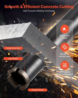 VEVOR Διαμαντένιο Τρυπάνι Υγρής Κοπής - 38mm, 356mm Διάτρηση, Υψηλή...
