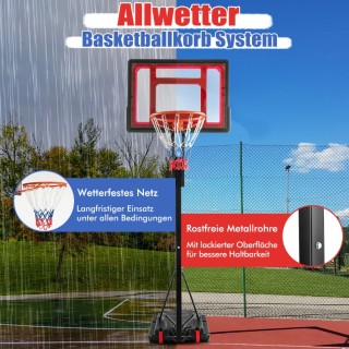 Φορητή Μπασκέτα με Ρυθμιζόμενο ύψος και Ρόδες 105-260 cm Μαύρη SP38...