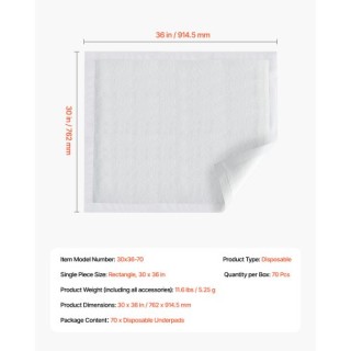 VEVOR Υποσέντονα Μίας Χρήσης 30 x 36 70 Τεμάχια YCXDZ70PZZXYID8CAV0