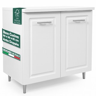 Shally Dogan Κινητή Βάση για Ανάκλιντη Κουζίνα από Ξύλο με Λευκή Μπ...