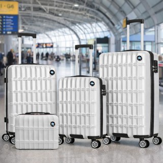 PROVITERA Σετ 3+1 Βαλίτσες και Νεσεσέρ Ταξιδιού Λευκό με Σκληρό και...